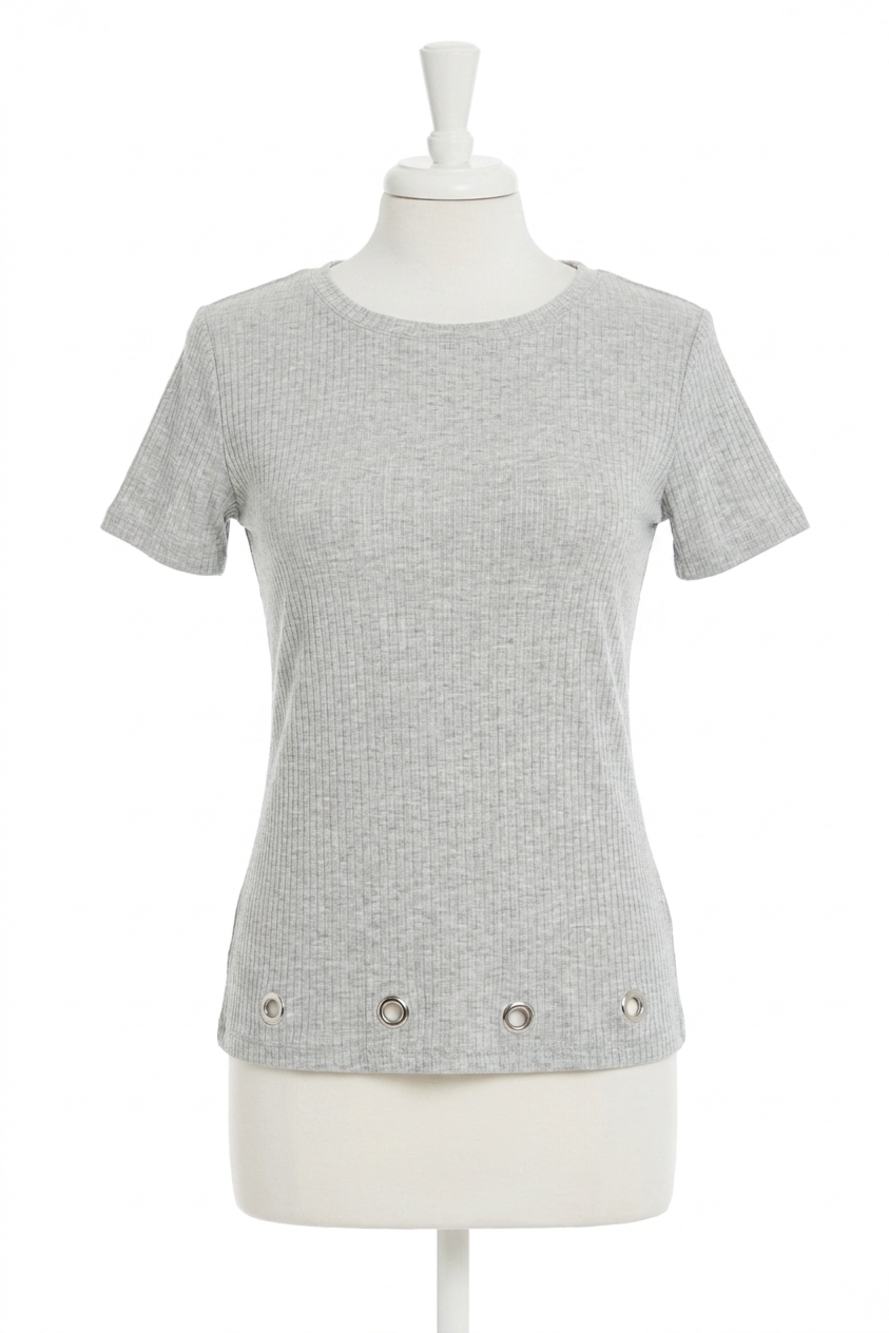 NEW FRENCH KYSS jenna grommet top in gray